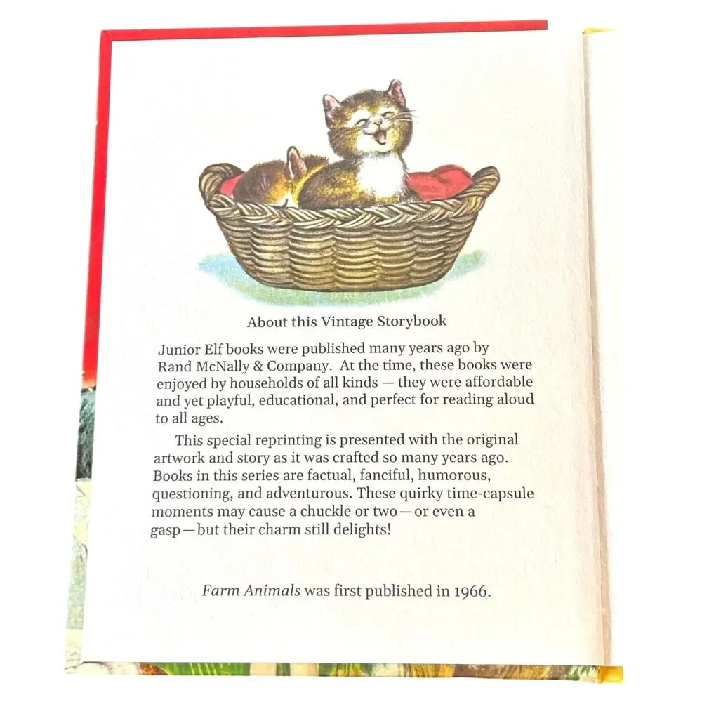 2 Vintage Reproduction Junior Elf Books, Farm Animals and Little Duckling, New